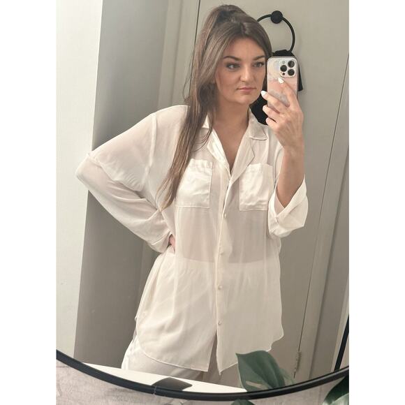 Dentelle Other - Vintage Dentelle Size Large Pale Pink Silky Satin Chiffon Pajama Set Lingerie